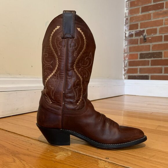Vintage Justin Cowboy Boots Size 6 B Leather USA Made Western Rich Brown - Picture 5 of 16